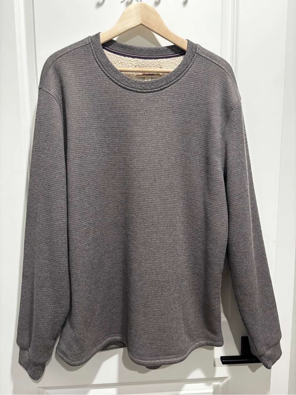 Men's Crewneck Waffle-Knit Sweatshirt- Gray
